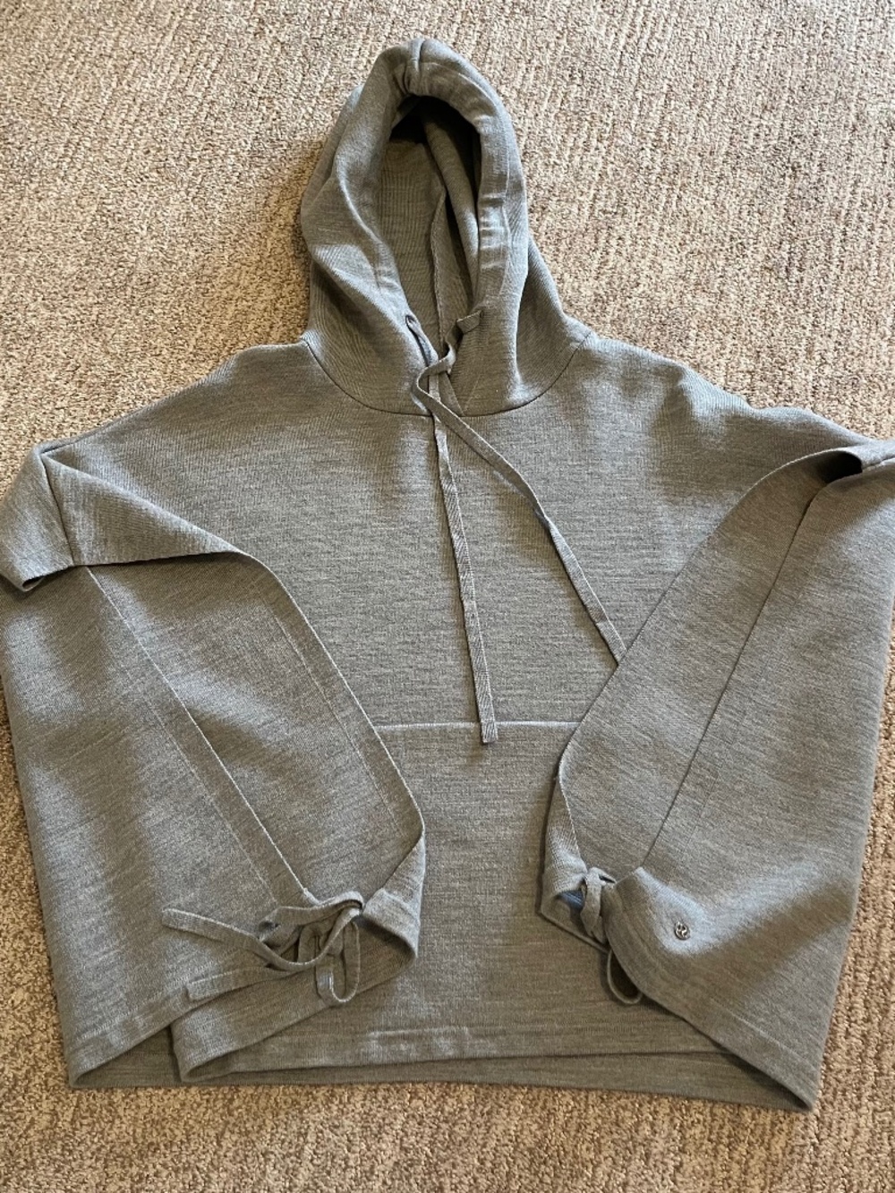 Lululemon All In A Day Hooded Poncho Heathered Gray Merino Wool